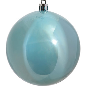 Μπλέ Πλαστική Γυαλιστερή Χριστουγεννιάτικη Μπάλα 8cm (Σετ 6 τμχ)